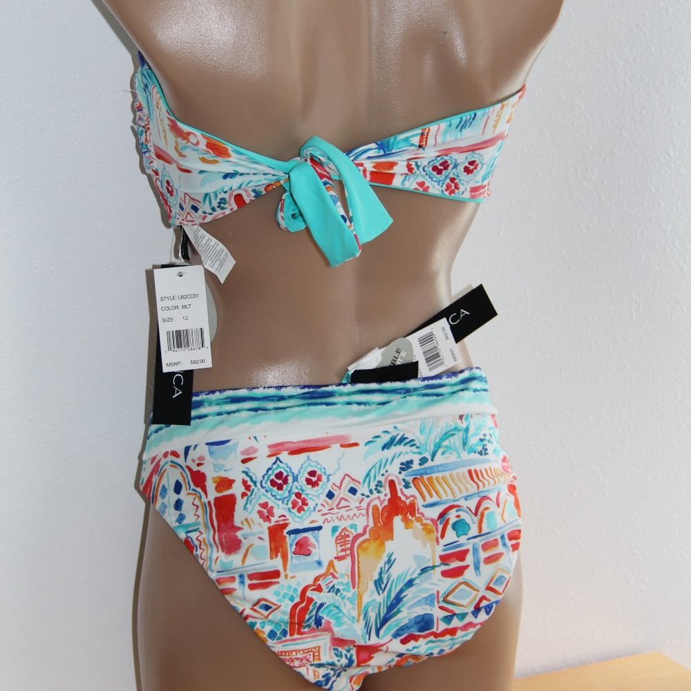 NWT La Blanca Reversible Bikini Set Bandeau Bra - Picture 2 of 4